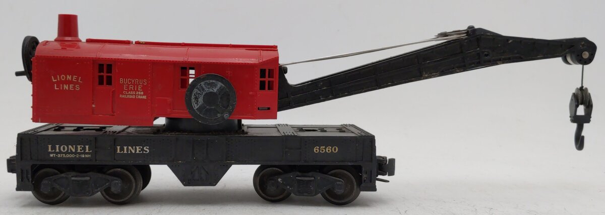 Lionel 6560 Vintage O Lionel Lines Bucyrus Erie Crane Car - Red Cab