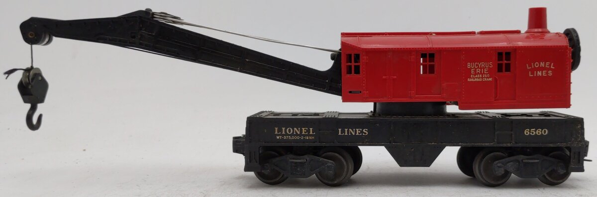 Lionel 6560 Vintage O Lionel Lines Bucyrus Erie Crane Car - Red Cab