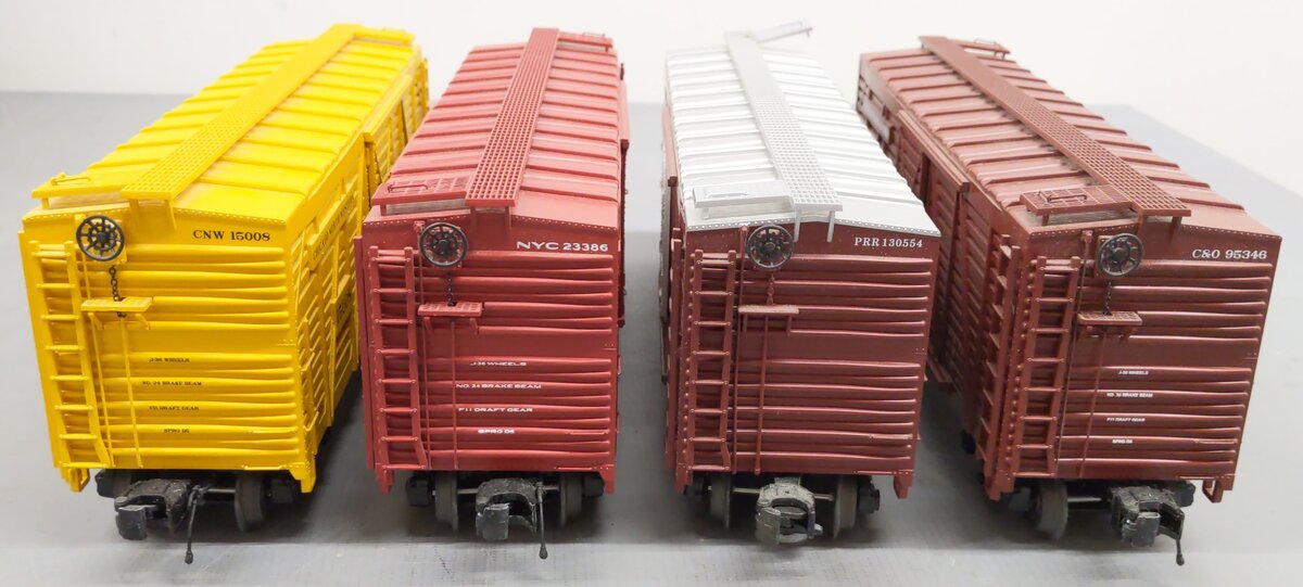 MTH O Scale Assorted Stock Cars: #15008, #23386, #130554, & #95346 [4] VG