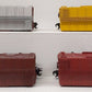 MTH O Scale Assorted Stock Cars: #15008, #23386, #130554, & #95346 [4] VG