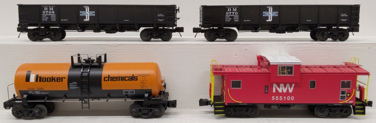 MTH O Scale Assorted Freight Cars: #2062, #555100, #9768, & #9770 [4] EX
