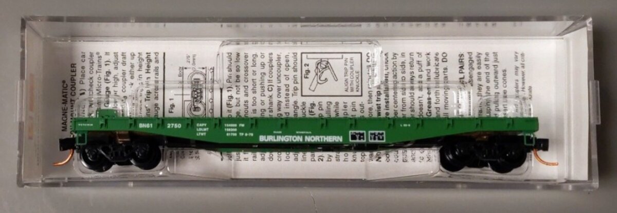 Micro-Trains 04500200 N Burlington Northern 50' Fishbelly Side Flatcar #612750 LN/Box