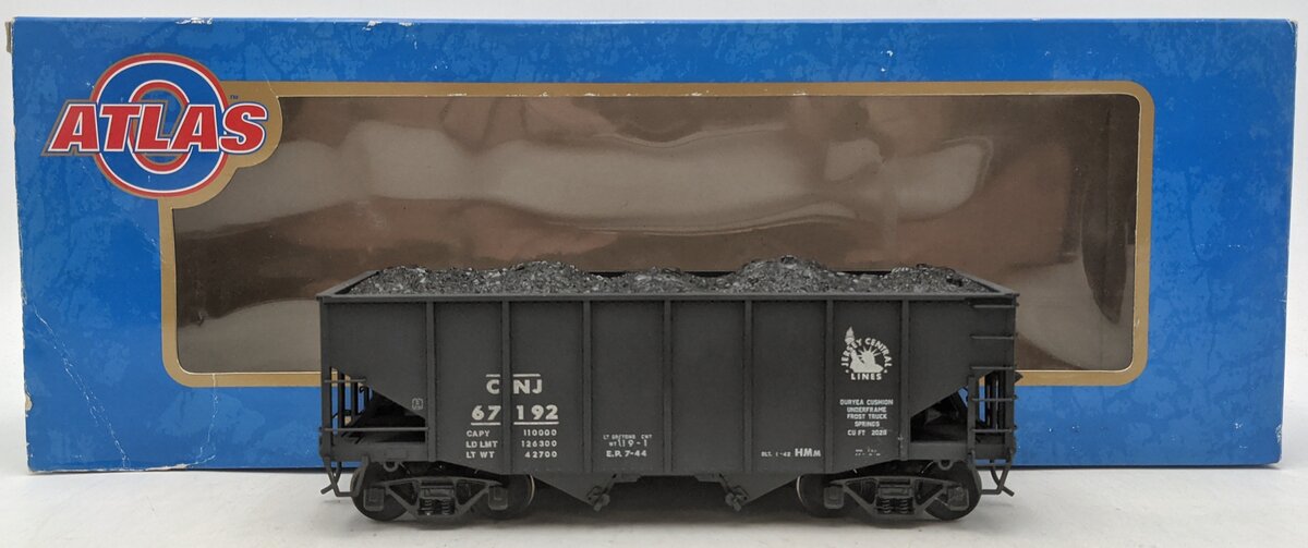 Atlas 7753-2 O Scale CNJ 55-Ton Fishbelly Hopper Car #67192 w/Coal Load (2-Rail) EX/Box