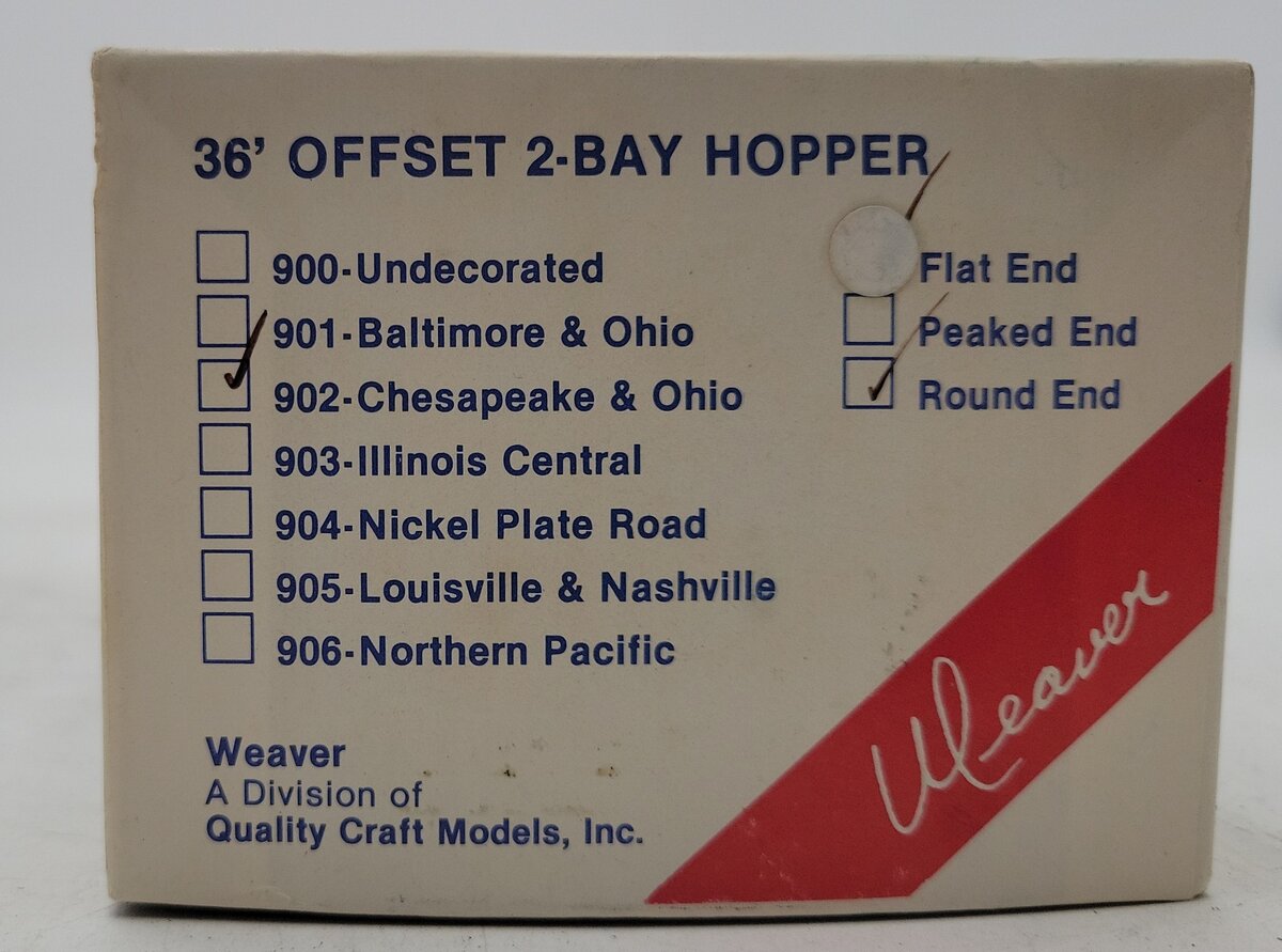 Weaver 902 O Scale Chesapeake & Ohio Offset 2 Bay Hopper #48523 VG/Box