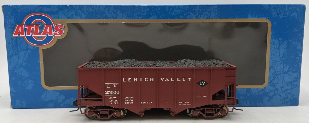 Atlas 7758-1 O Scale Lehigh Valley 55-Ton Fishbelly Hopper Car #25000 (2-Rail) LN/Box