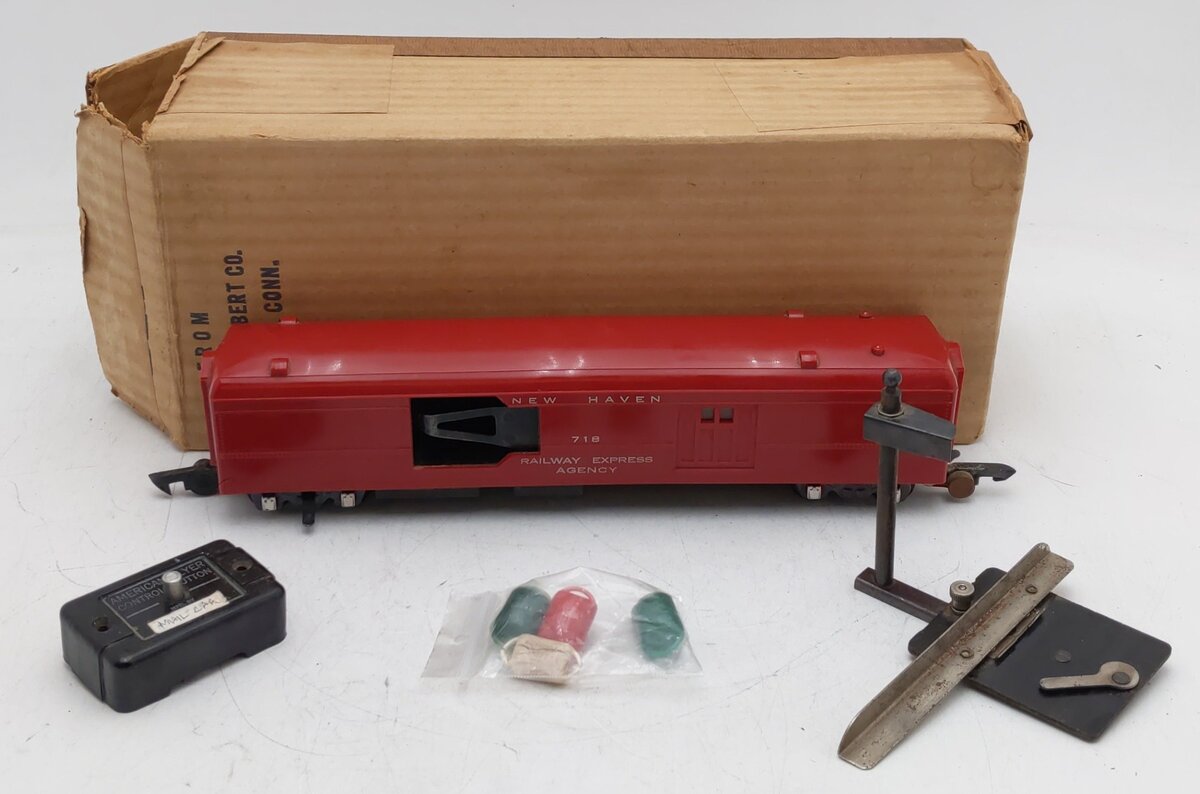 American Flyer 718 Vintage S New Haven Red Operating Mail Pickup Car VG/Box