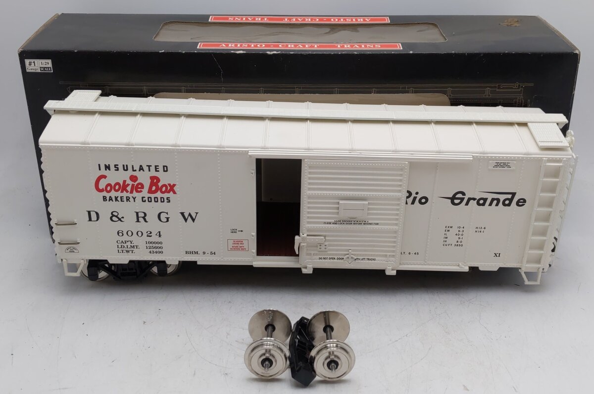 Aristo-Craft 46002 G Scale D&RGW/Rio Grande-4 #60024 Boxcar w/ Metal Wheels VG/Box