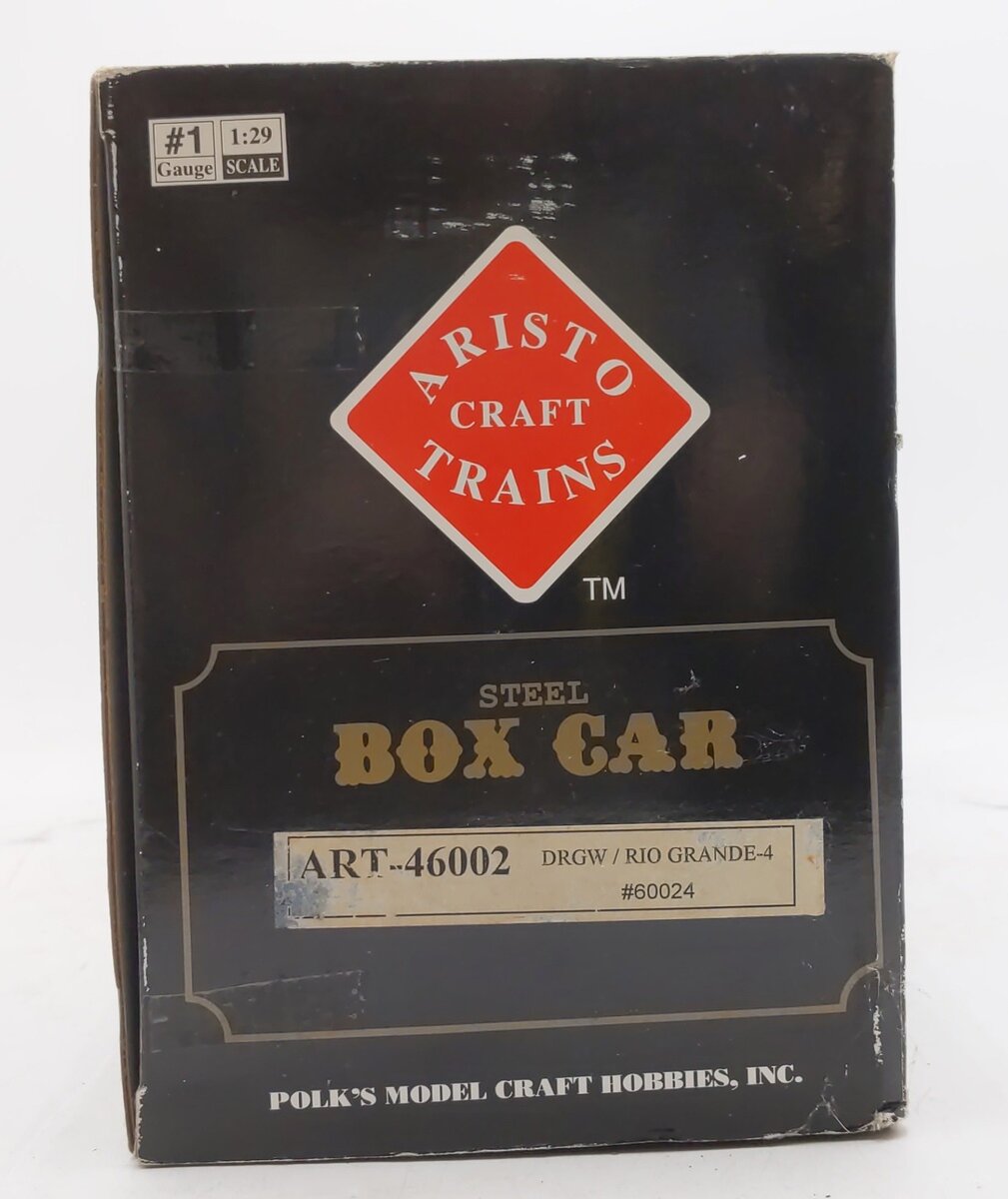 Aristo-Craft 46002 G Scale D&RGW/Rio Grande-4 #60024 Boxcar w/ Metal Wheels VG/Box