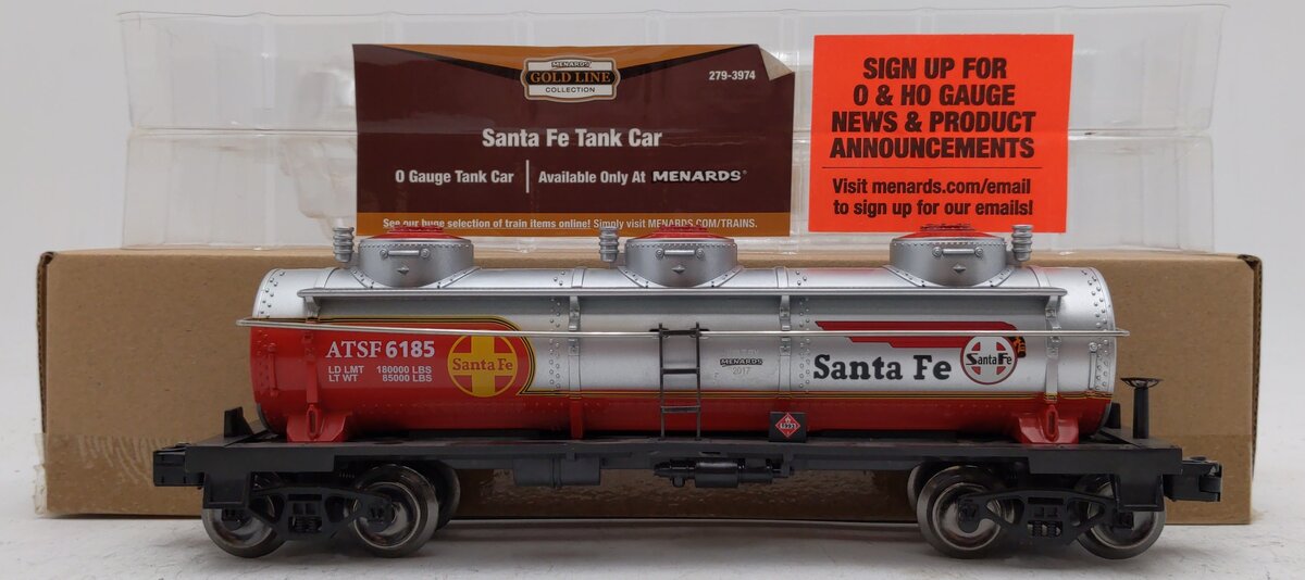 Menards 279-3974 O Gauge Santa Fe Tank Car #6185 EX/Box
