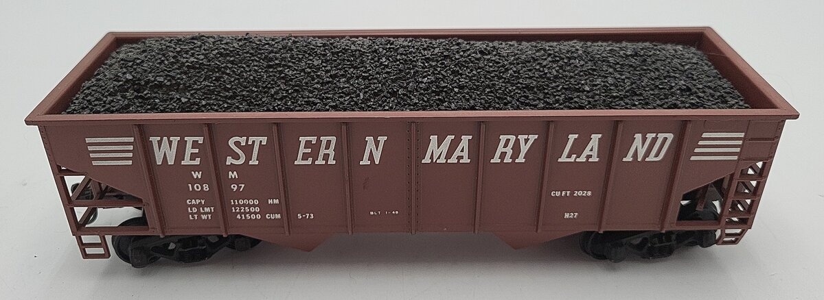 Weaver 10897 O Gauge Western Maryland 36' Ribbed 2-Bay Hopper 2-Rail VG