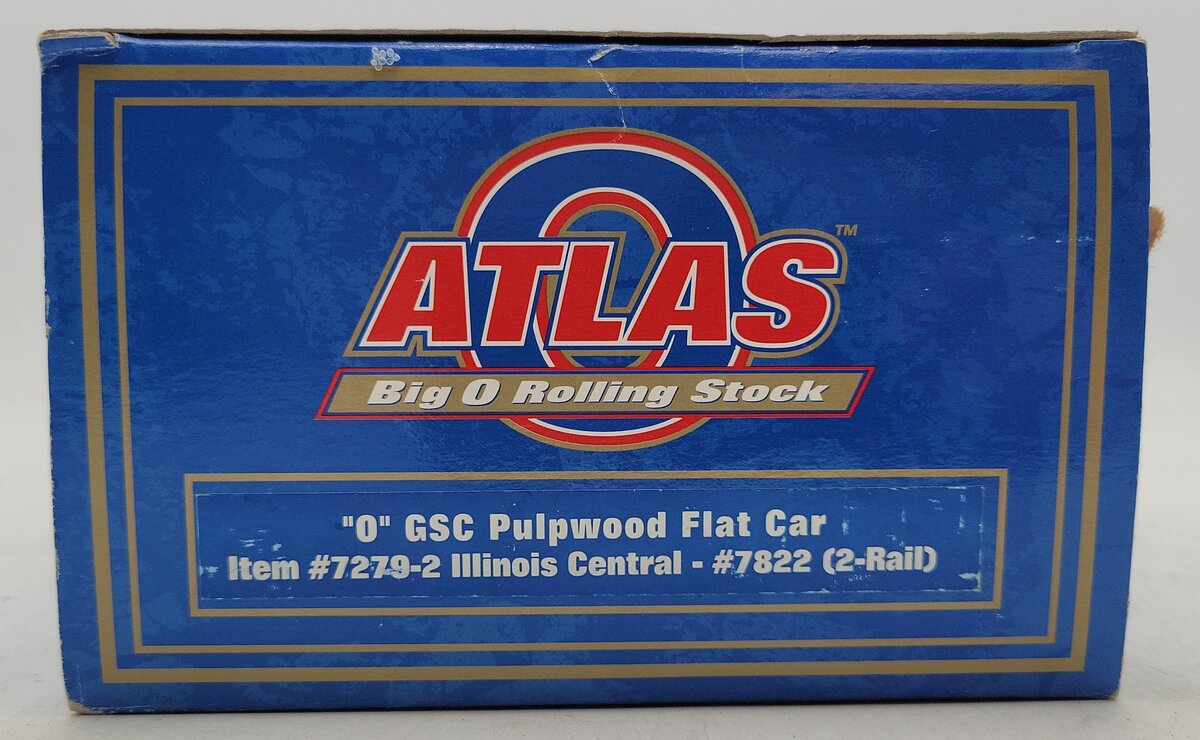 Atlas 7279-2 O Illinois Central GSC Pulpwood Flat Car #7822 (2-Rail) EX/Box