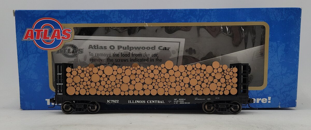 Atlas 7279-2 O Illinois Central GSC Pulpwood Flat Car #7822 (2-Rail) EX/Box