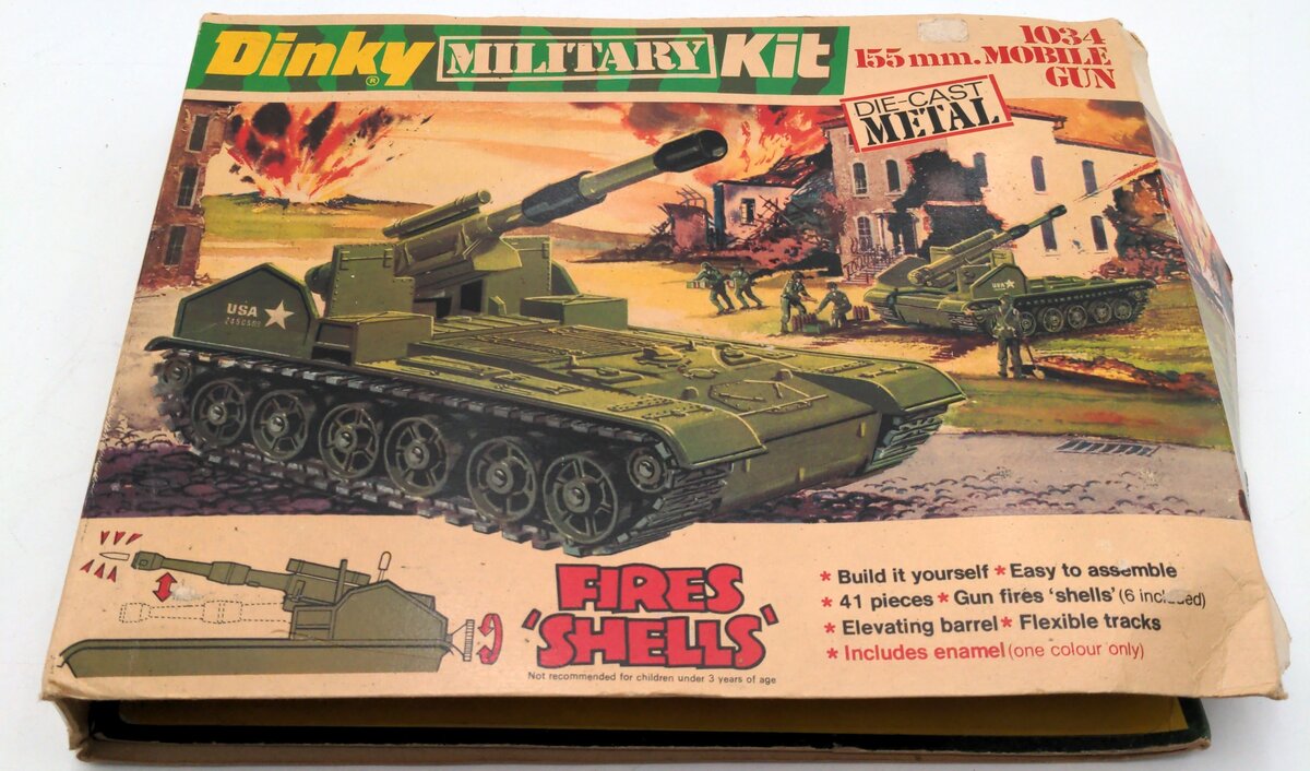 Dinky 1034 Diecast Military Kit Tank 155mm Mobile Gun Toy LN/Box