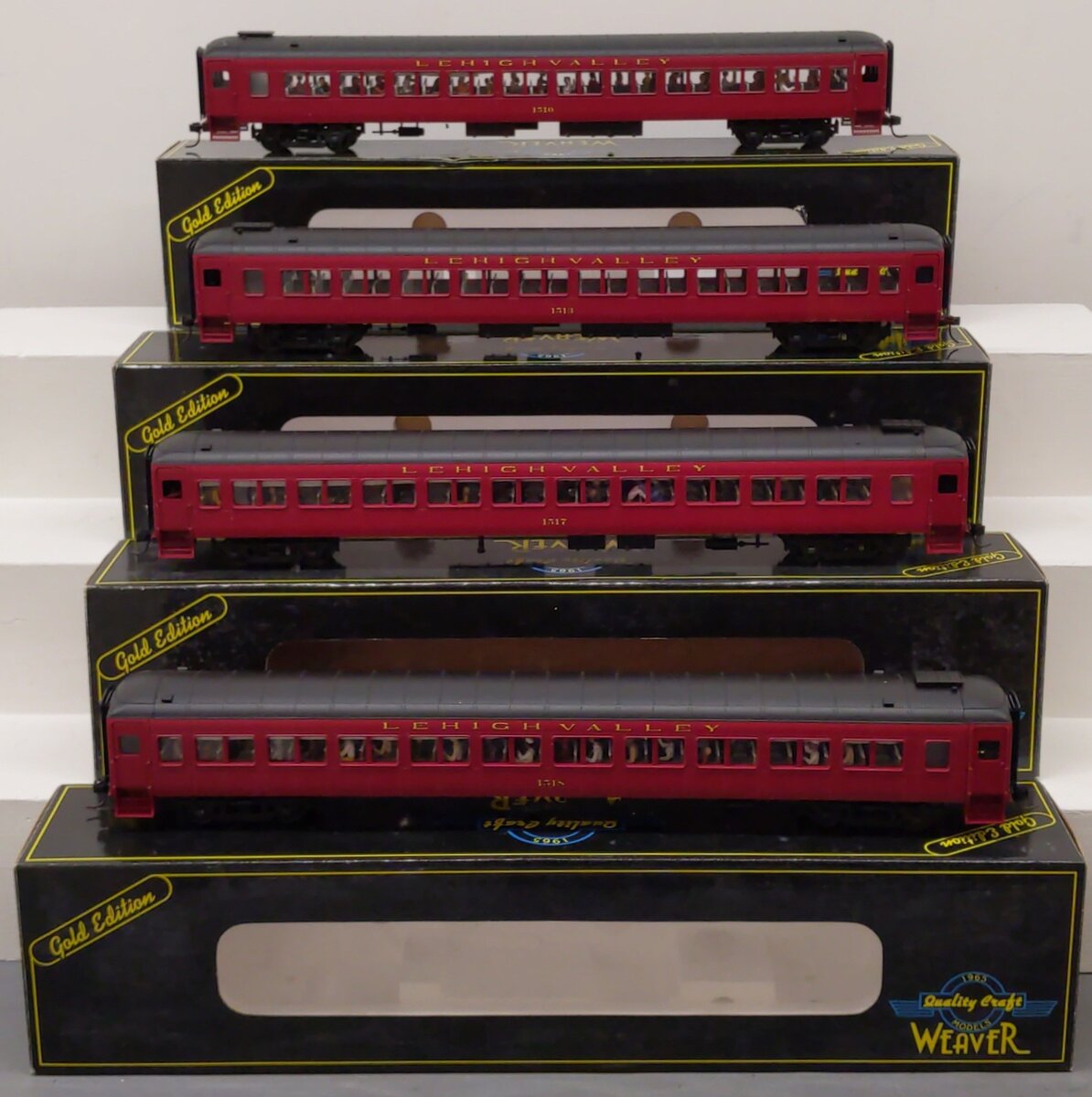 Weaver G1234S O Scale Lehigh Valley 4 Car Passenger Set (2-Rail) EX/Box