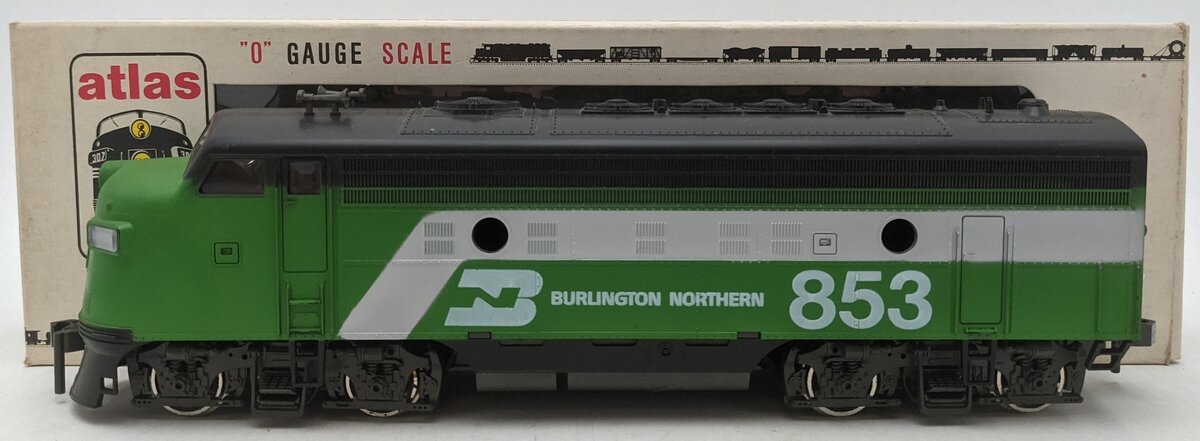 Atlas 6102 O Scale Burlington Northern F-9 Diesel Locomotive #853 (2-Rail) VG/Box