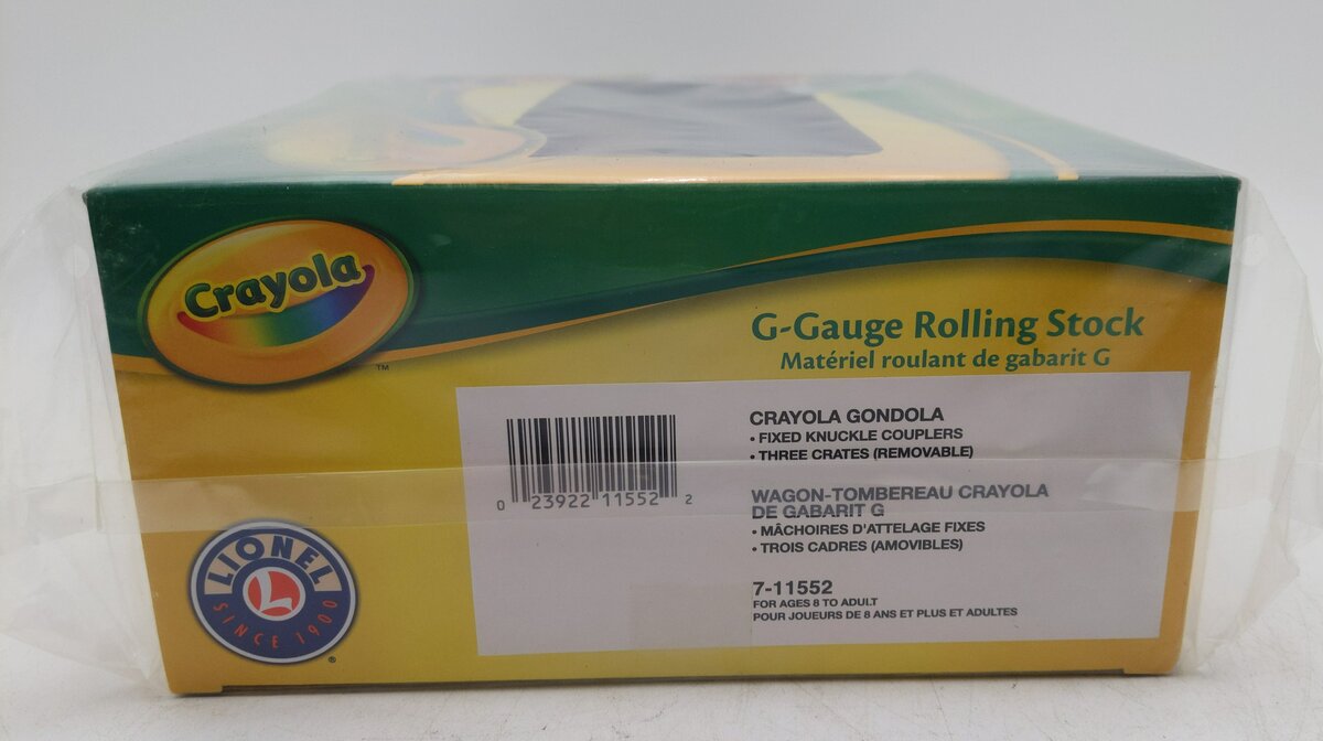 Lionel 7-11552P Crayola G-Gauge Gondola MT/Box