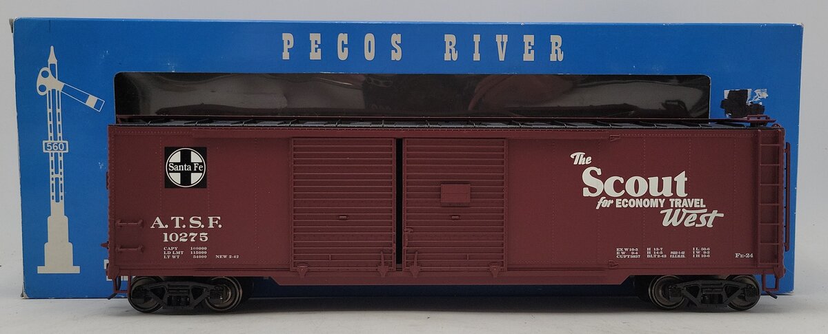 Pecos River Brass 0109-2 O ATSF Santa Fe-Scout Boxcar #10275 (2-Rail) EX/Box