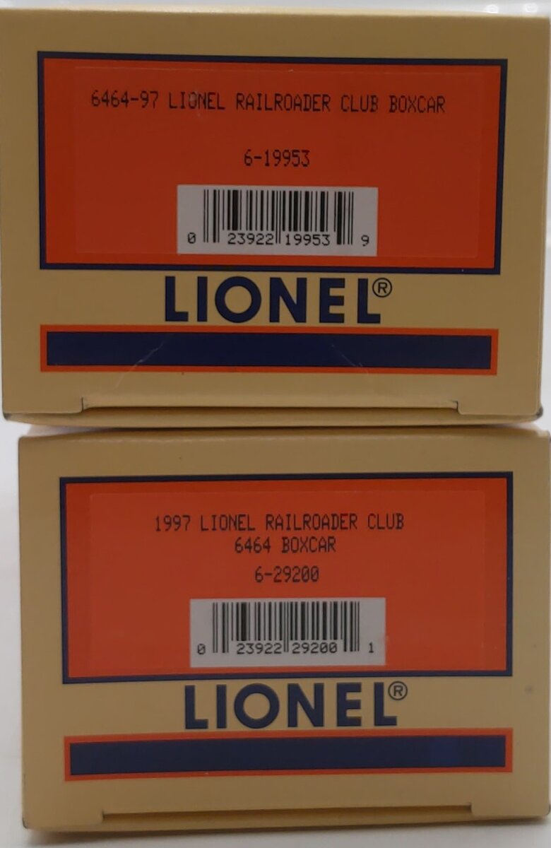 Lionel O Gauge Railroader Club Boxcar: 6464-97, 9700 [2] LN/Box