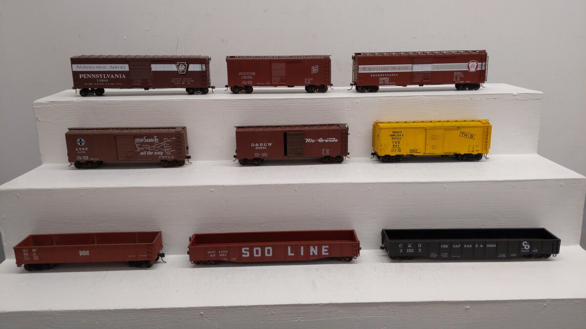 American Models & Other S Scale Assorted Train Cars (Scale Wheels) [9] EX