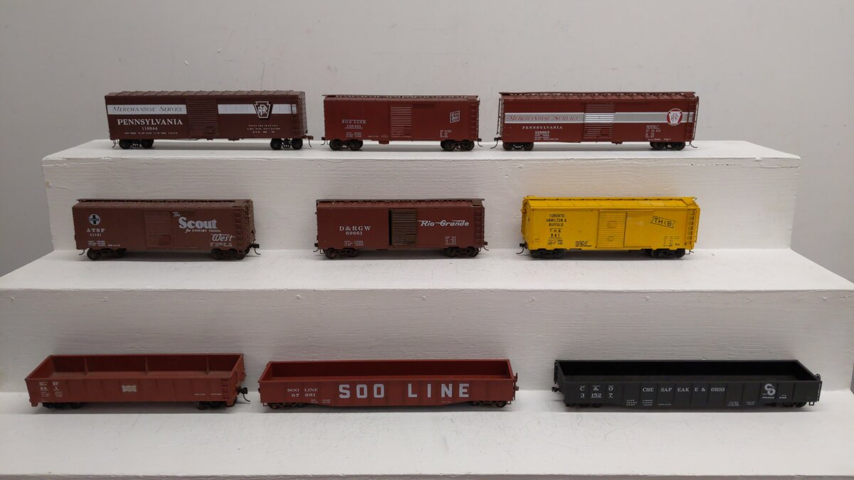 American Models & Other S Scale Assorted Train Cars (Scale Wheels) [9] EX