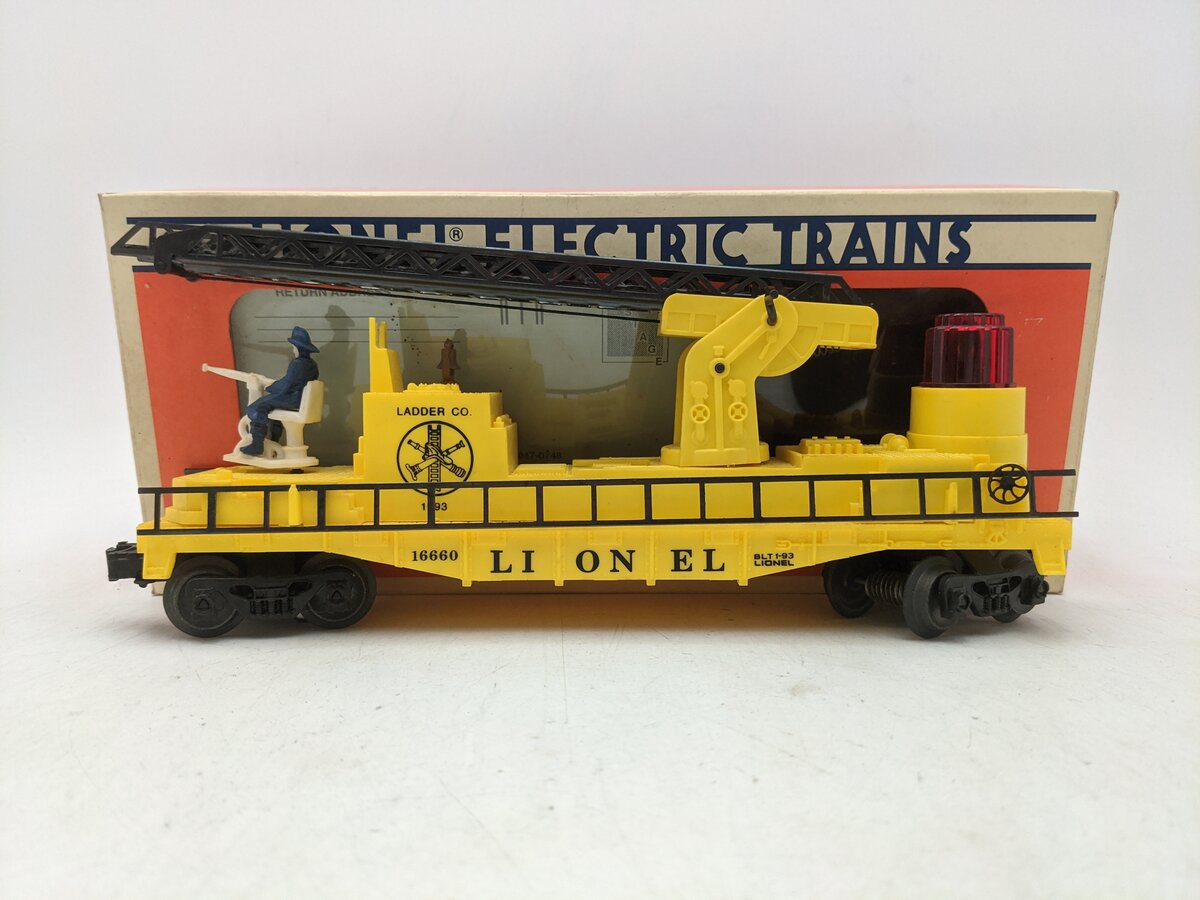 Lionel 6-16660 O Gauge Lionel Operating Fire Car With Ladders (Yellow) EX/Box
