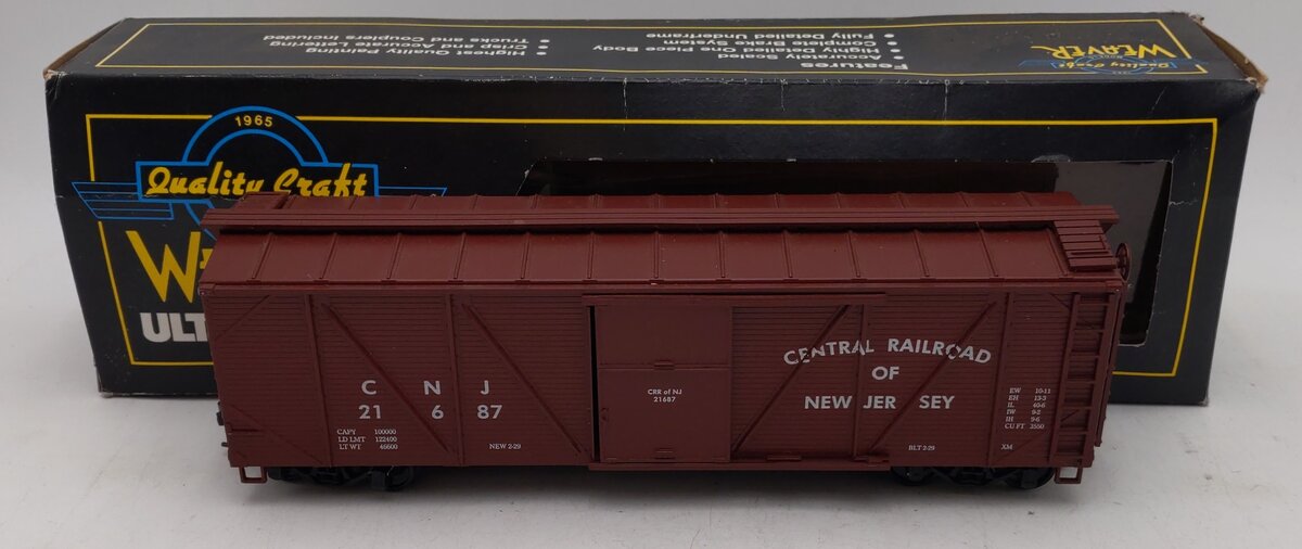Weaver 21693 Central New Jersey Outside Braced Boxcar - 2 Rail VG/Box
