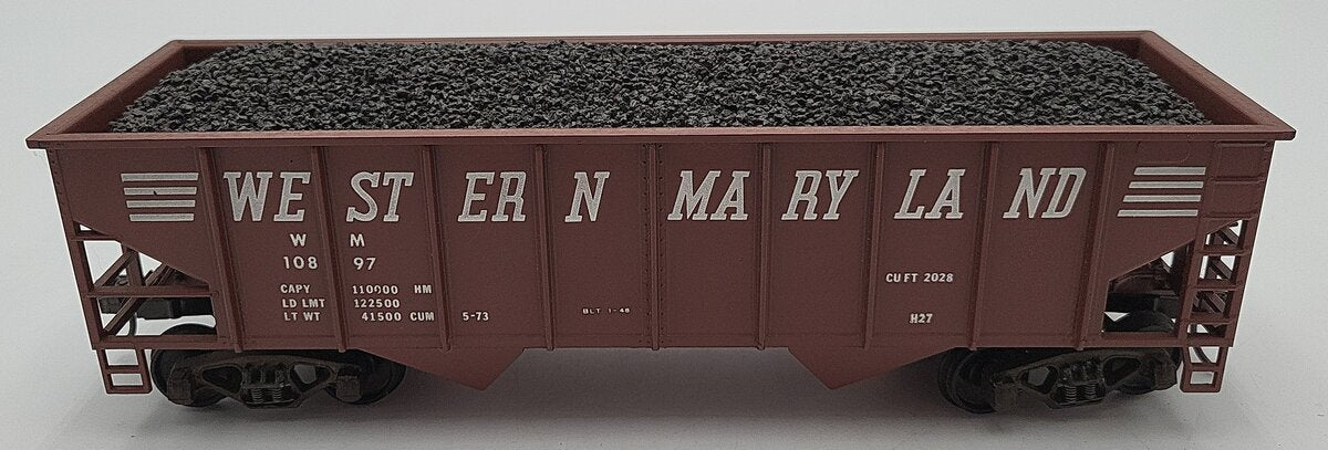 Weaver 10897 O Gauge Western Maryland 36' Ribbed 2-Bay Hopper 2-Rail VG