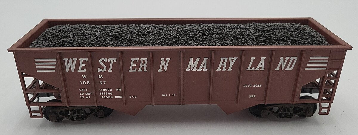 Weaver 10897 O Gauge Western Maryland 36' Ribbed 2-Bay Hopper 2-Rail VG
