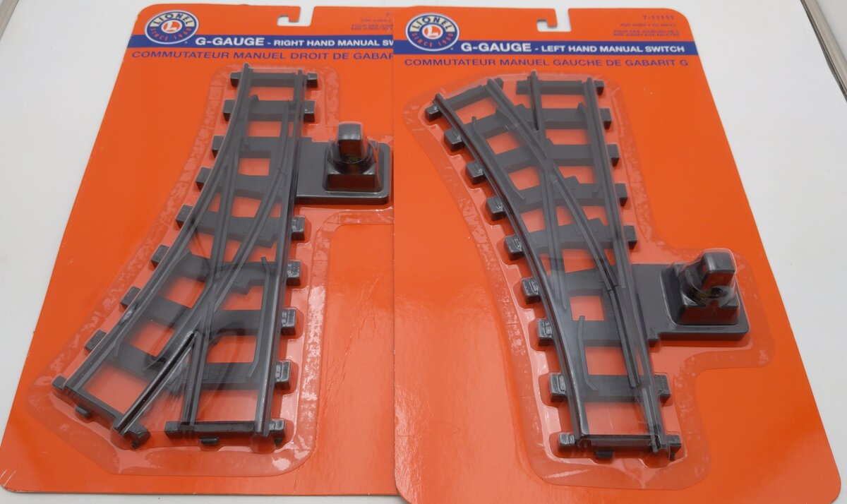 Lionel 7-11110/7-11111 G 13-1/2" Right/Left Hand Manual Switch Turnout MT/Box