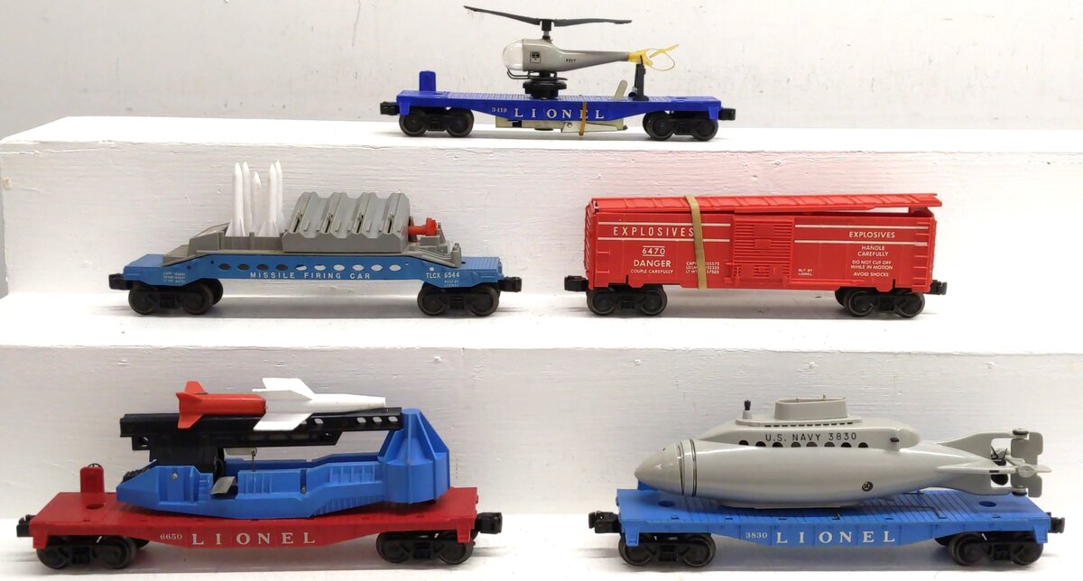 Lionel O Gauge Assorted Freight Cars: 3419, 3830, 6650, 6470, 6544 [5] VG