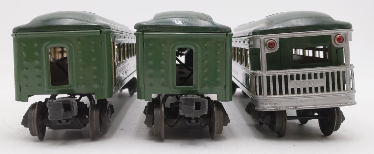 Lionel Vintage O Gauge Green Tinplate Passenger cars #6441,6440,6440 [3] VG