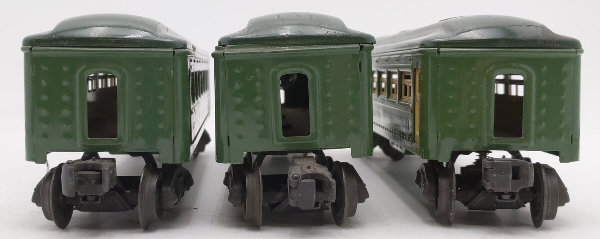 Lionel Vintage O Gauge Green Tinplate Passenger cars #6441,6440,6440 [3] VG