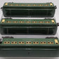 Lionel Vintage O Gauge Green Tinplate Passenger cars #6441,6440,6440 [3] VG