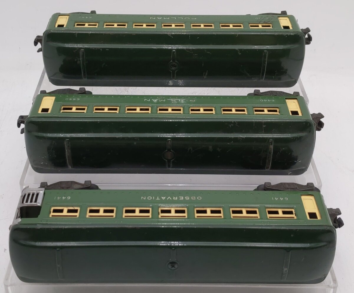 Lionel Vintage O Gauge Green Tinplate Passenger cars #6441,6440,6440 [3] VG