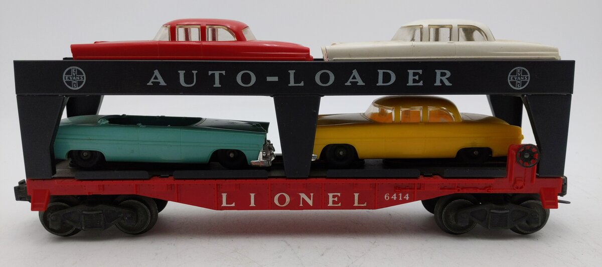 Lionel 6414 Vintage O Evans Autoloader with 4 Automobiles EX