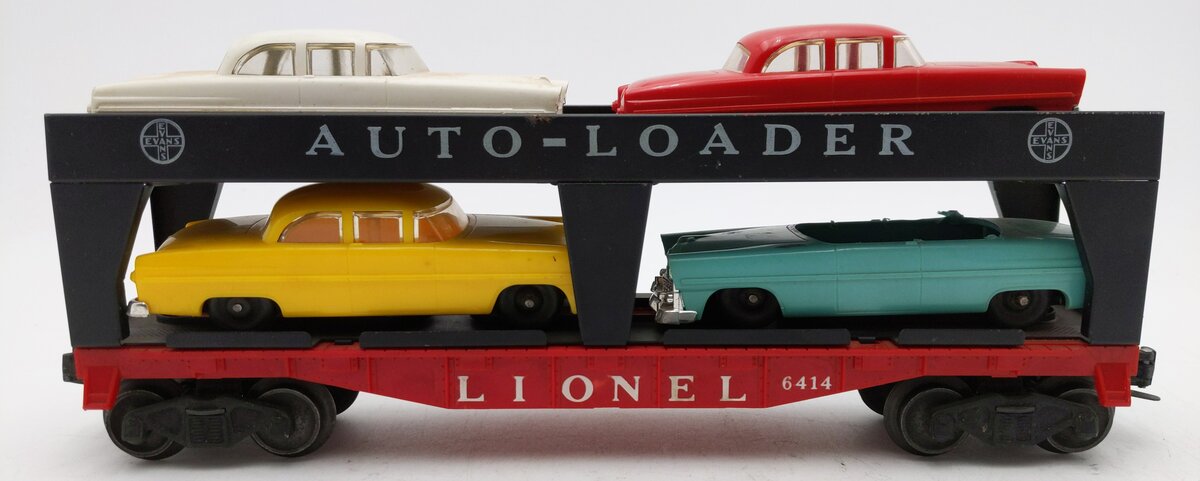 Lionel 6414 Vintage O Evans Autoloader with 4 Automobiles EX