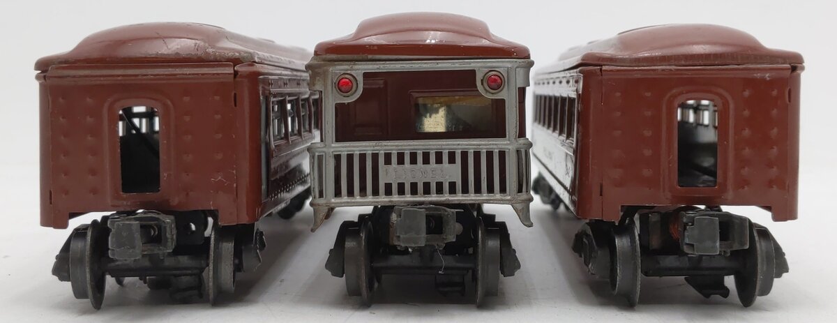 Lionel Vintage O Gauge Red Tinplate Passenger Cars #2442,2442,2443 [3] VG