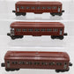 Lionel Vintage O Gauge Red Tinplate Passenger Cars #2442,2442,2443 [3] VG