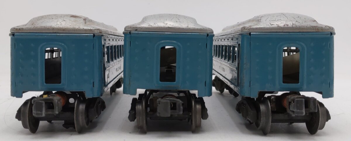 Lionel Vintage O Gauge Blue & Silver Tinplate Passenger Cars #2430,2430,2431 [3] VG