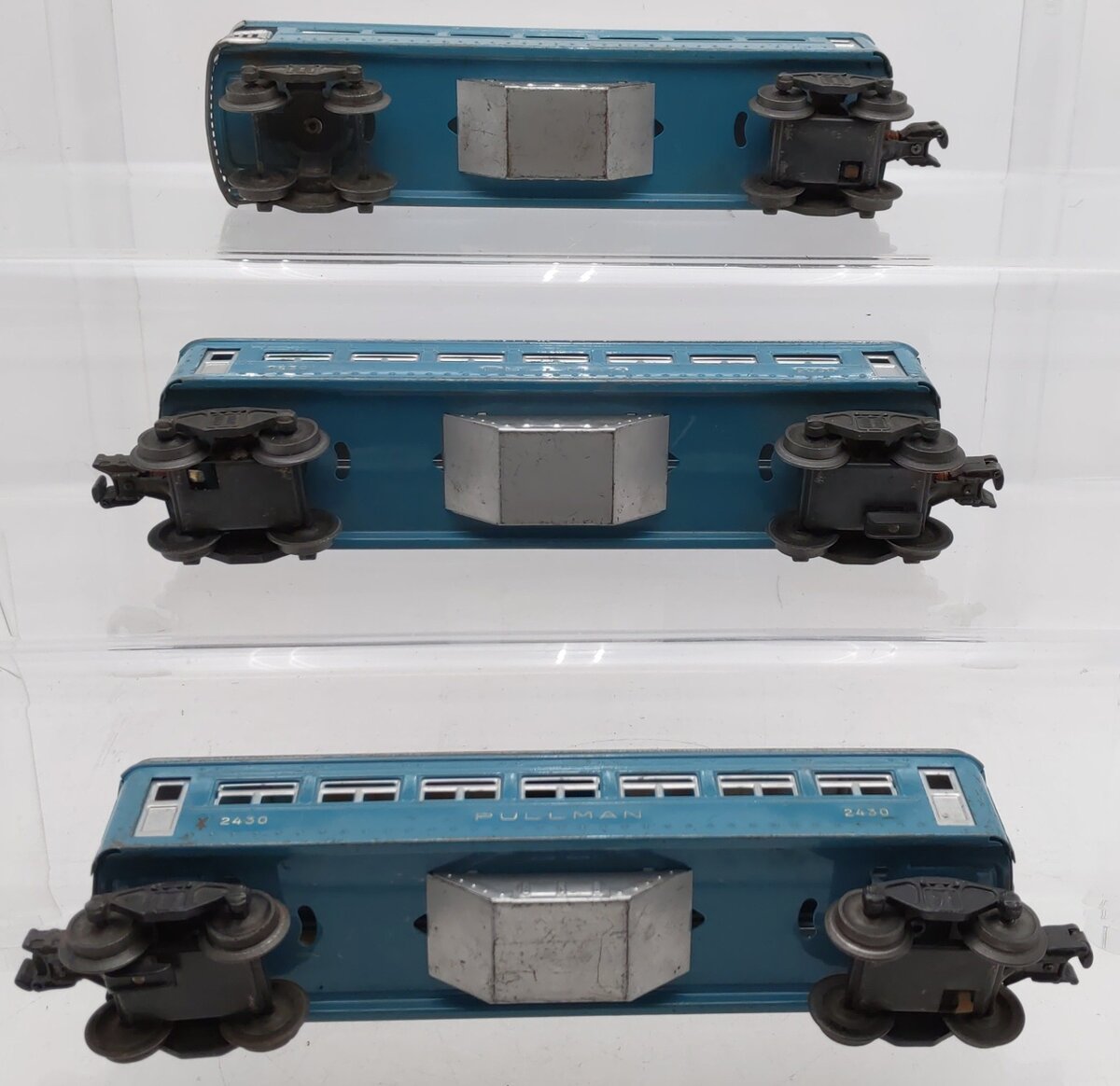 Lionel Vintage O Gauge Blue & Silver Tinplate Passenger Cars #2430,2430,2431 [3] VG