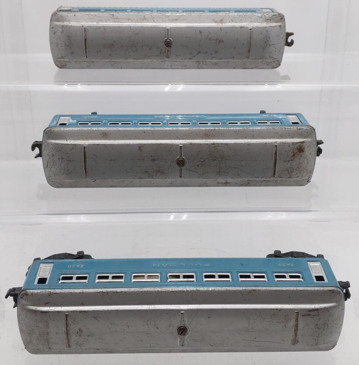 Lionel Vintage O Gauge Blue & Silver Tinplate Passenger Cars #2430,2430,2431 [3] VG