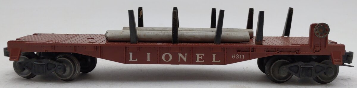 Lionel 6311 Vintage O Brown Flatcar w/ Pipe Load/Box