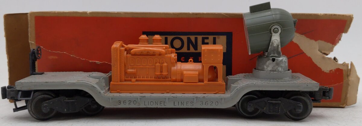 Lionel 3620 Vintage O Operating Searchlight Car with Gray Searchlight VG/Box