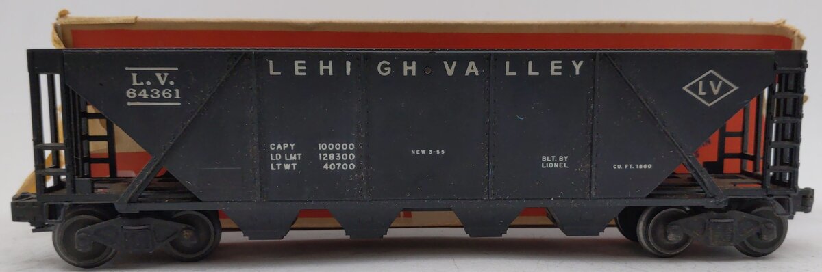 Lionel 6436 Vintage O Lehigh Valley Black 4-Bay Hopper VG/Box