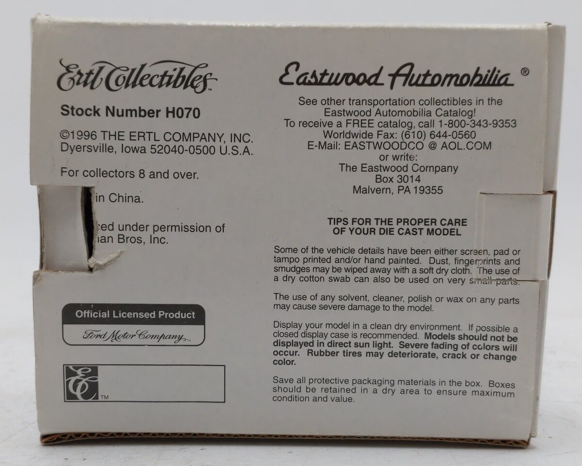 #H070 Eastwood Automobilia Pair of diecast Plastiville Taxi and Fire Chief EX/Box