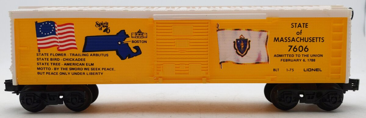 Lionel 6-7606 O Gauge State of Massachusetts Boxcar #7606 LN