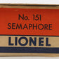 Lionel 151 Vintage O Operating Semaphore Signal VG/Box