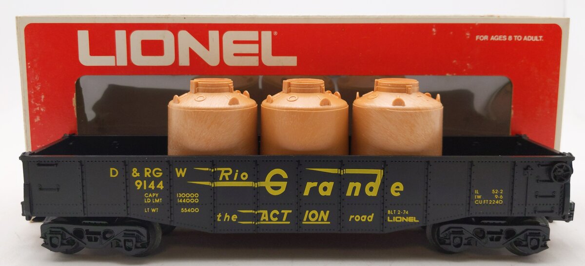 Lionel 6-9144 O Gauge Denver & Rio Grande Western Gondola #9144 LN/Box