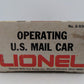Lionel 6-9301 O Gauge US Mail Operating Boxcar #9301 VG/Box