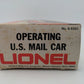 Lionel 6-9301 O Gauge US Mail Operating Boxcar #9301 VG/Box